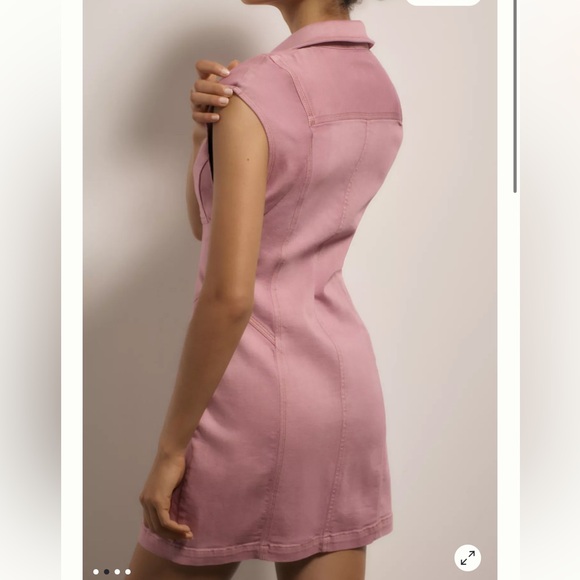 𝓝𝓮𝔀! Anthropologie Pilcro Seamed Button-Front Denim Mini Dress - Picture 3 of 7